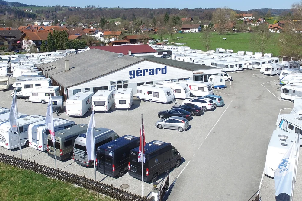 Gérard Caravaning – Gelände Luftaufnahme Unser Gelände in Peißenberg von oben